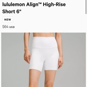 lululemon align short 6” white